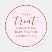 Baby shower Cute Calligraphy Script Pink Treat Ronde Sticker (Voorkant)