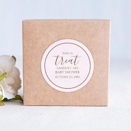 Baby shower Cute Calligraphy Script Pink Treat Ronde Sticker