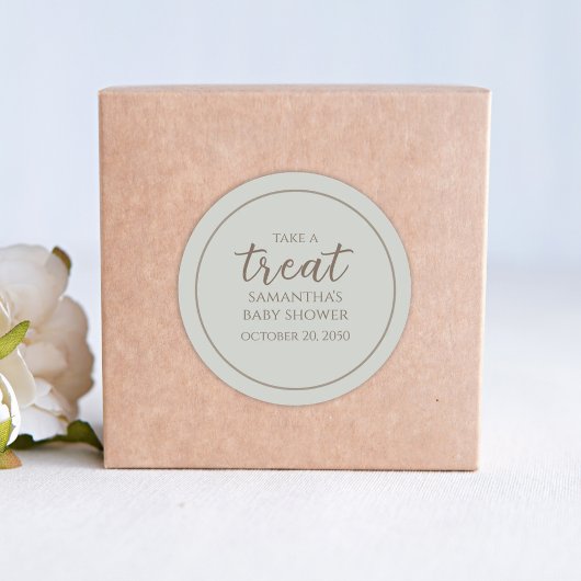 Baby shower Cute Calligraphy Script  Sage Ronde Sticker