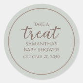 Baby shower Cute Calligraphy Script  Sage Ronde Sticker (Voorkant)