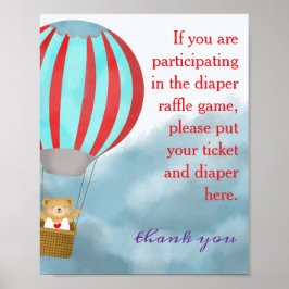 Baby Shower Cute Cub Diaper Raffle Sign Poster