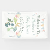 Baby shower Cute Dinosaur Ma Name Blue Spandoek (Horizontaal)