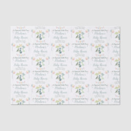 Baby shower Cute Dinosaur Ma Name Blue Tissuepapier