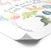Baby shower Cute Dinosaur Mam Naam Roze Welkom Poster (Hoek)