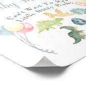 Baby shower Cute Dinosaur Mam Name Blue Welkom Poster (Hoek)