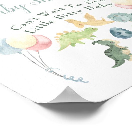 Baby shower Cute Dinosaur Mam Name Blue Welkom Poster (Hoek)