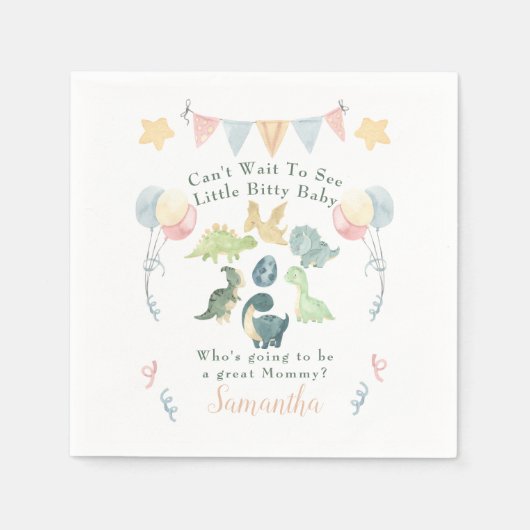 Baby shower Cute Dinosaur Mam Name Oranje Servet (Voorkant)