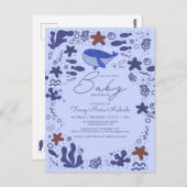 BABY SHOWER | Cute Doodle Whale Briefkaart (Voorkant / Achterkant)