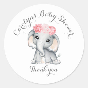 baby shower Cute Elephant Bedankt Sticker