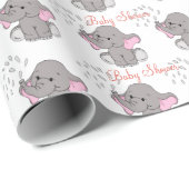 Baby shower Cute Elephant Rain Druppels Cadeaupapier (Rol Hoek)
