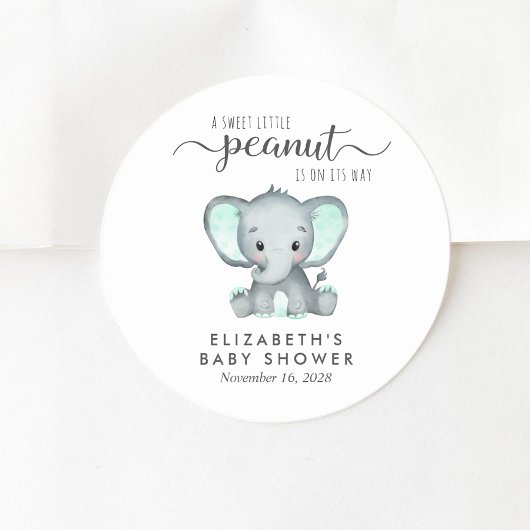 Baby shower Cute Elephant Ronde Sticker