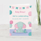 Baby Shower Cute Elephants Invitations Kaart (Voorkant)