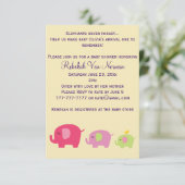 Baby shower Cute elephants uitnodiging (Staand voorkant)