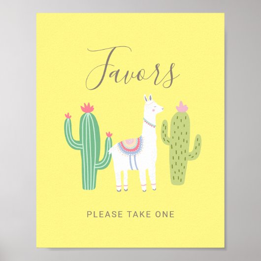 Baby shower Cute Favors Sign yellow Poster (Voorkant)