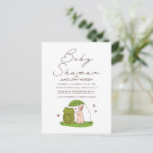 BABY SHOWER | Cute Frog & Bunny Invitation Briefkaart (Staand voorkant)