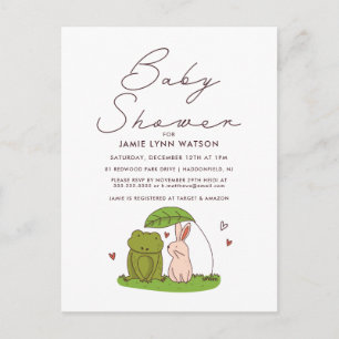 BABY SHOWER   Cute Frog & Bunny Invitation Briefkaart