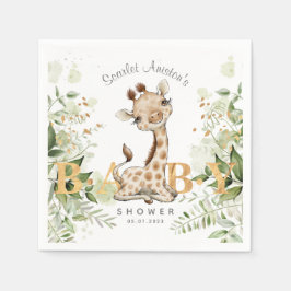 Baby shower Cute Giraffe Greenery Servet