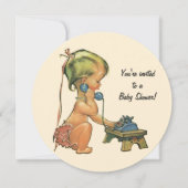  Baby shower, Cute Girl die telefonisch spreekt Kaart (Voorkant)