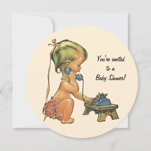 Baby shower, Cute Girl die telefonisch spreekt Kaart (Voorkant)