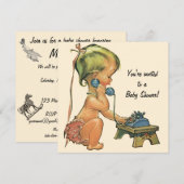  Baby shower, Cute Girl die telefonisch spreekt Kaart (Voorkant / Achterkant)