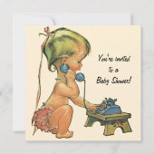 Baby shower, Cute Girl die telefonisch spreekt Kaart (Voorkant)