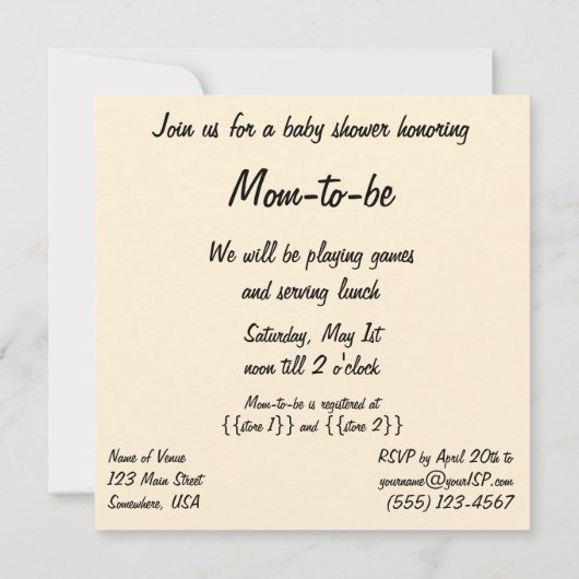  Baby shower, Cute Girl over telefonische uitnodig Kaart (Achterkant)