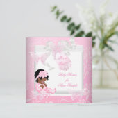  Baby shower Cute Girl Pink Butterfly AA Kaart (Staand voorkant)