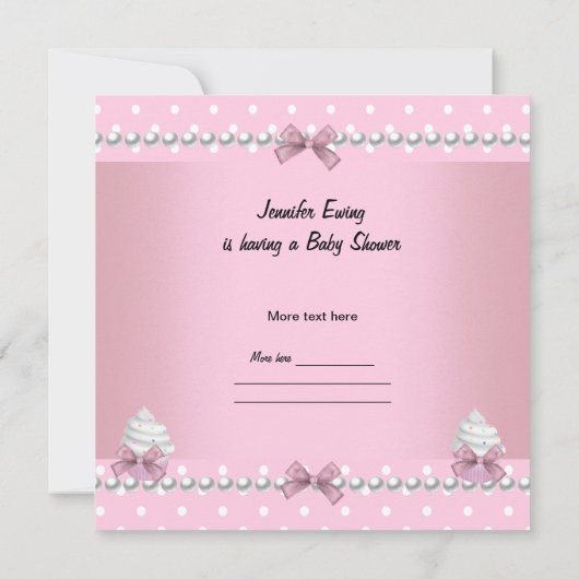 Baby shower Cute Girl Pink Cupcake Sprinkle Kaart (Achterkant)