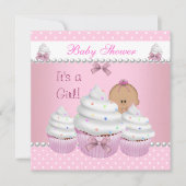 Baby shower Cute Girl Pink Cupcake Sprinkle Kaart (Voorkant)