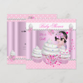 Baby shower Cute Girl Pink Cupcake Sprinkle Kaart (Voorkant / Achterkant)