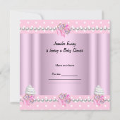 Baby shower Cute Girl Pink Cupcake Sprinkle Kaart (Achterkant)