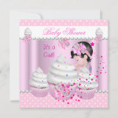 Baby shower Cute Girl Pink Cupcake Sprinkle Kaart (Voorkant)