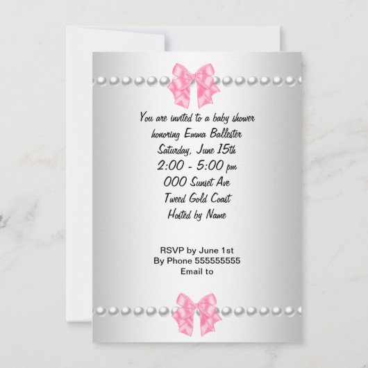   Baby shower Cute Girl Pink Kaart (Achterkant)