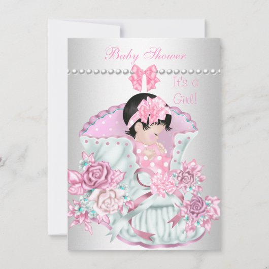  Baby shower Cute Girl Pink Kaart (Voorkant)