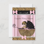 Baby shower Cute Girl Pink Leopard Kaart (Voorkant)