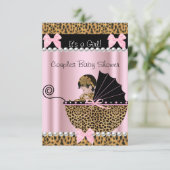 Baby shower Cute Girl Pink Leopard Kaart (Staand voorkant)
