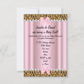 Baby shower Cute Girl Pink Leopard Kaart (Achterkant)