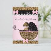 Baby shower Cute Girl Pink Leopard Kaart (Staand voorkant)