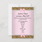Baby shower Cute Girl Pink Leopard Kaart (Achterkant)