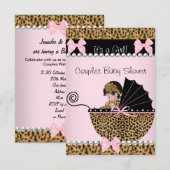 Baby shower Cute Girl Pink Leopard Kaart (Voorkant / Achterkant)