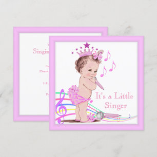 Baby shower Cute Girl Pink Music Kaart