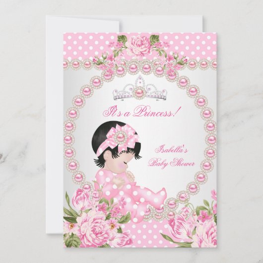 Baby shower Cute Girl Pink Roos 2A Kaart (Voorkant)