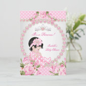 Baby shower Cute Girl Pink Roos 2A Kaart (Staand voorkant)