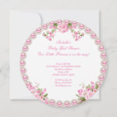  Baby shower Cute Girl Pink Roos 3B Kaart (Achterkant)