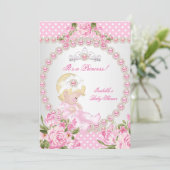  Baby shower Cute Girl Pink Roos B Kaart (Staand voorkant)