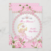  Baby shower Cute Girl Pink Roos B Kaart (Voorkant / Achterkant)