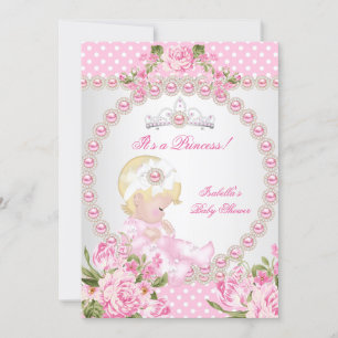  Baby shower Cute Girl Pink Roos B Kaart
