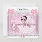  Baby shower Cute Girl Pink Vintage Kaart (Voorkant)