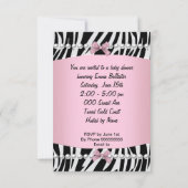 Baby shower Cute Girl Pink Zebra Kaart (Achterkant)
