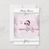 Baby shower Cute Girl Roze Kaart (Voorkant)